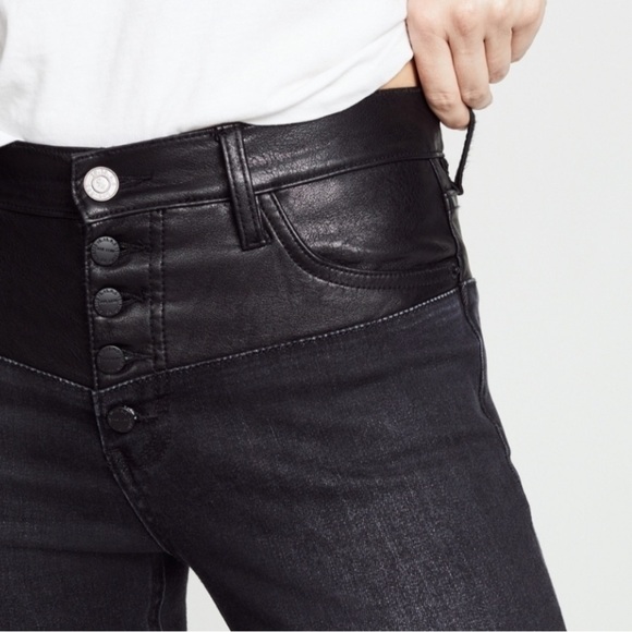 NWT Current/Elliot Fused High Waist Rocco Stiletto Black Faux Leather Jeans 25 - Picture 7 of 16